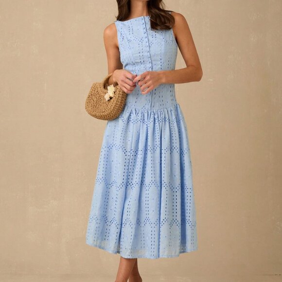 Baby Blue Elegant Women's Long Dress - Picture 6 of 8